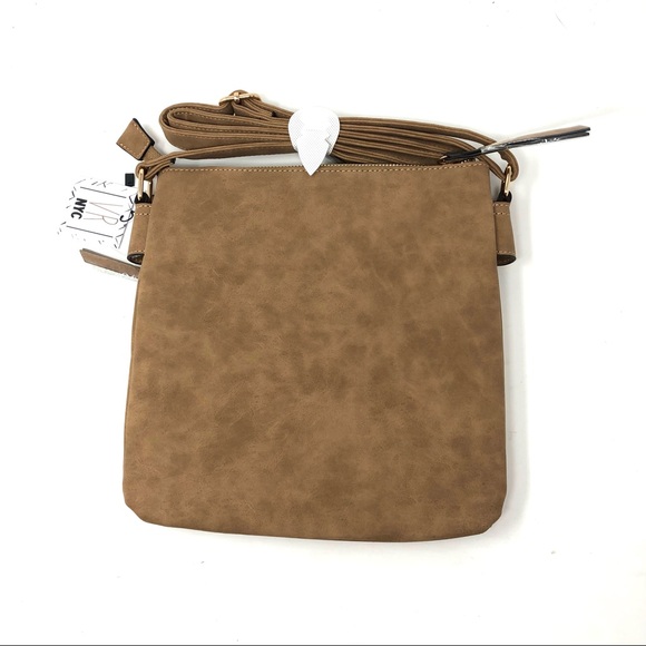 VR NYC Taupe Fax Leather Crossbody Bag - Picture 6 of 11